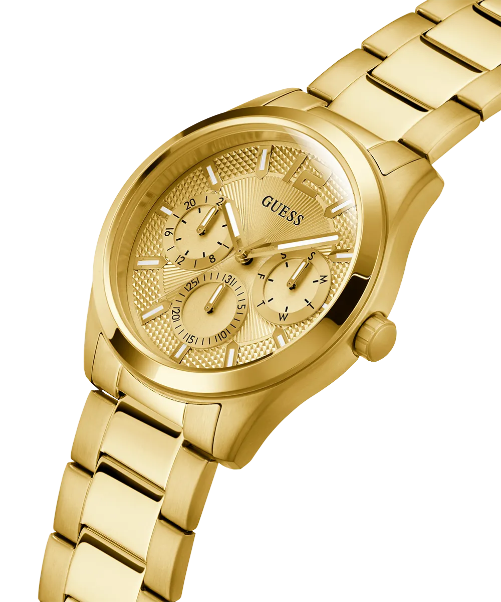 GUESS Mens Gold Tone Multi-function Watch