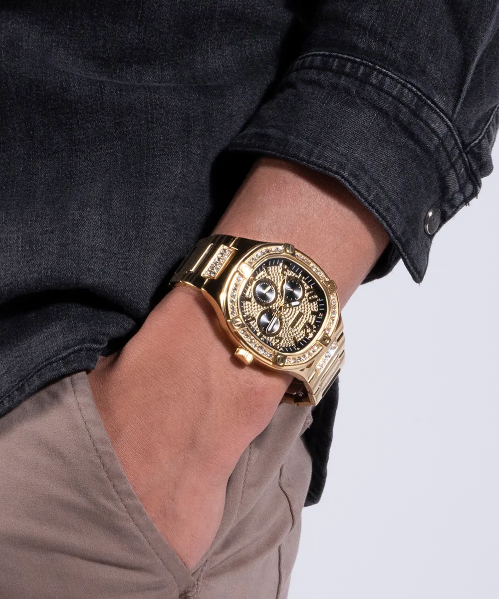 GUESS Mens Gold Tone Multi-function Watch