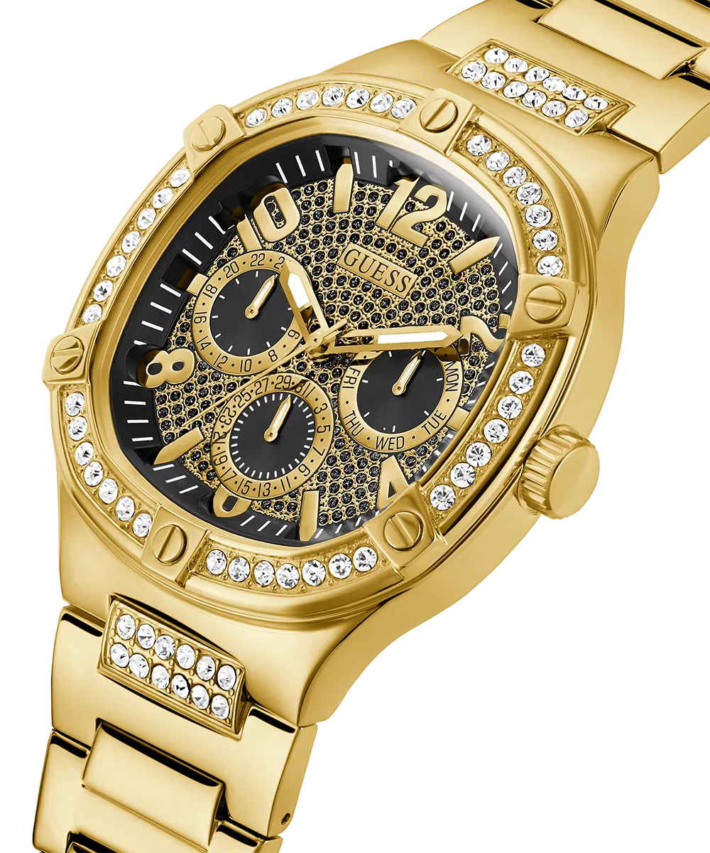 GUESS Mens Gold Tone Multi-function Watch