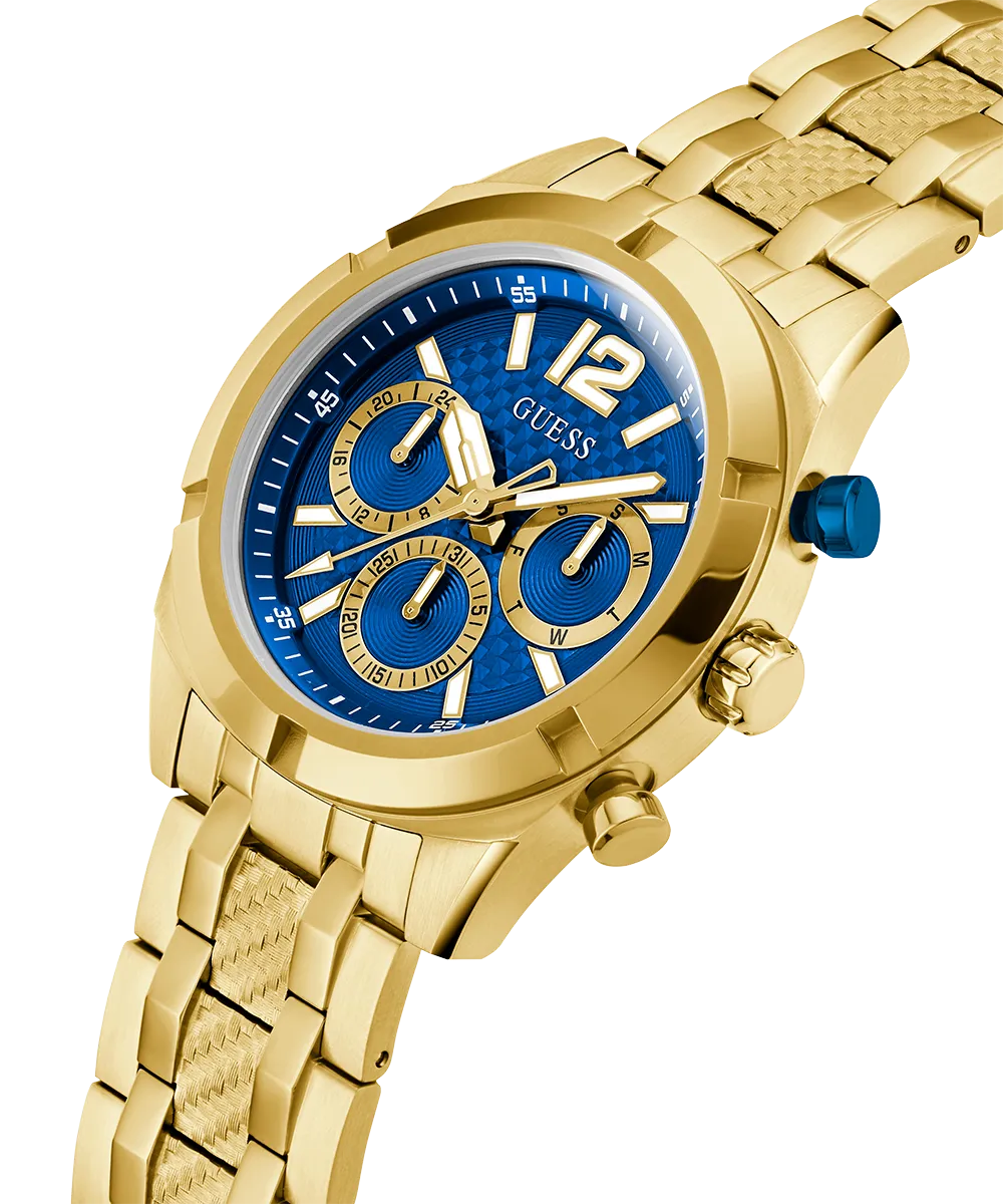 GUESS Mens Gold Tone Multi-function Watch