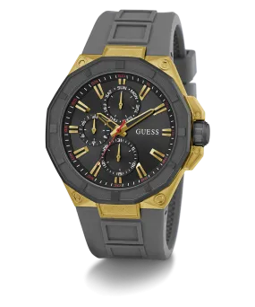 GUESS Mens Gray Gold Tone Multi-function Watch