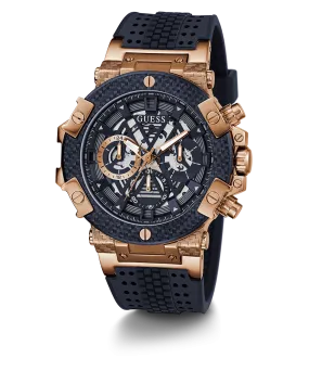 GUESS Mens Navy Rose Gold Tone Multi-function Watch