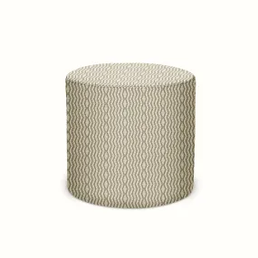 Indoor/Outdoor Pouf in Peter Dunham Textiles Persis Green on Natural