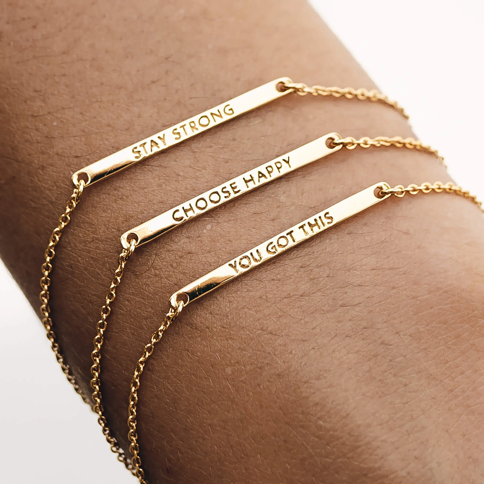 Inspiration Bracelet - Stay Strong (Gold Vermeil)