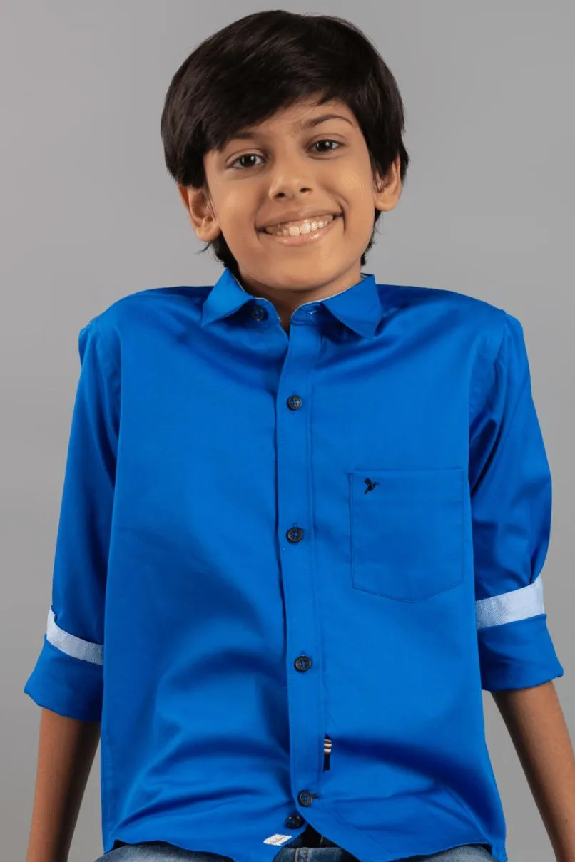 KIDS - Rich Blue Solid Shirt