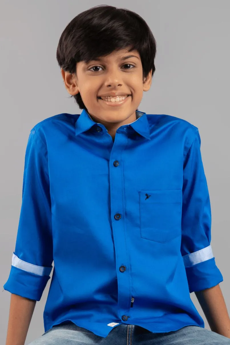 KIDS - Rich Blue Solid Shirt