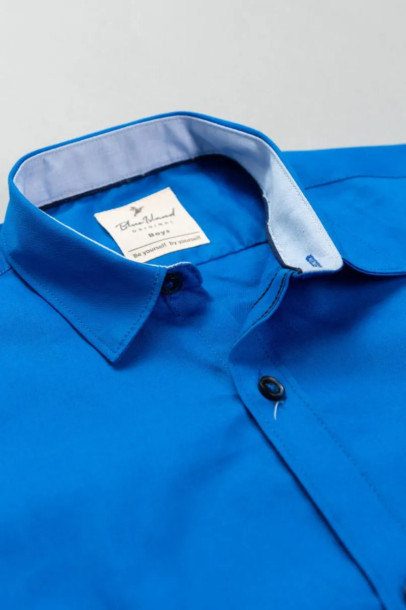 KIDS - Rich Blue Solid Shirt