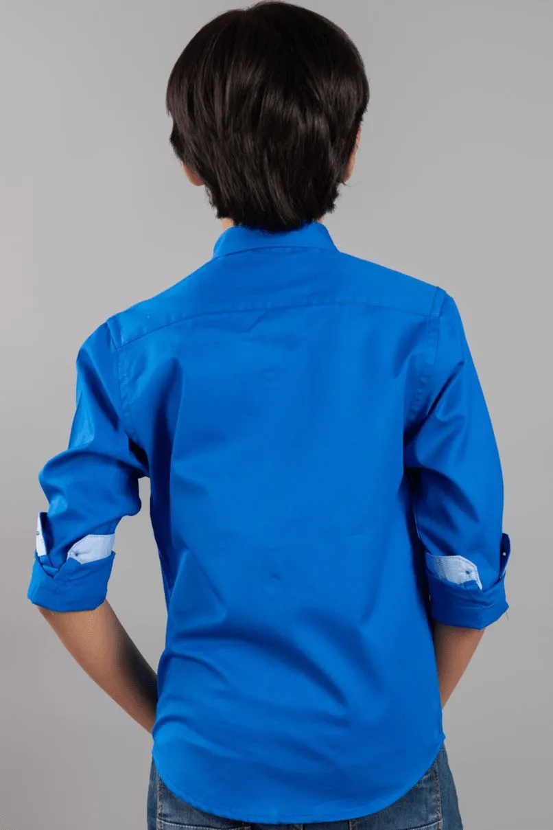 KIDS - Rich Blue Solid Shirt