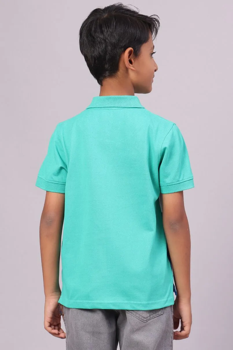 KIDS - Turquoise Green & Blue stripes Tshirt - Stain Proof