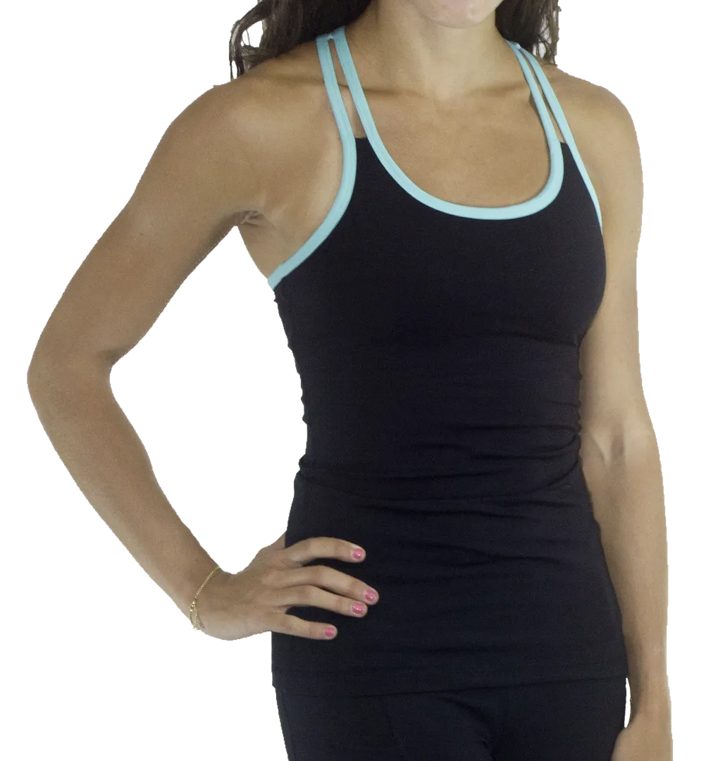 Linden Tank - Black/Aqua