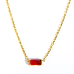 Love Waterproof Birthstone JULY Necklace 18K Gold Plating