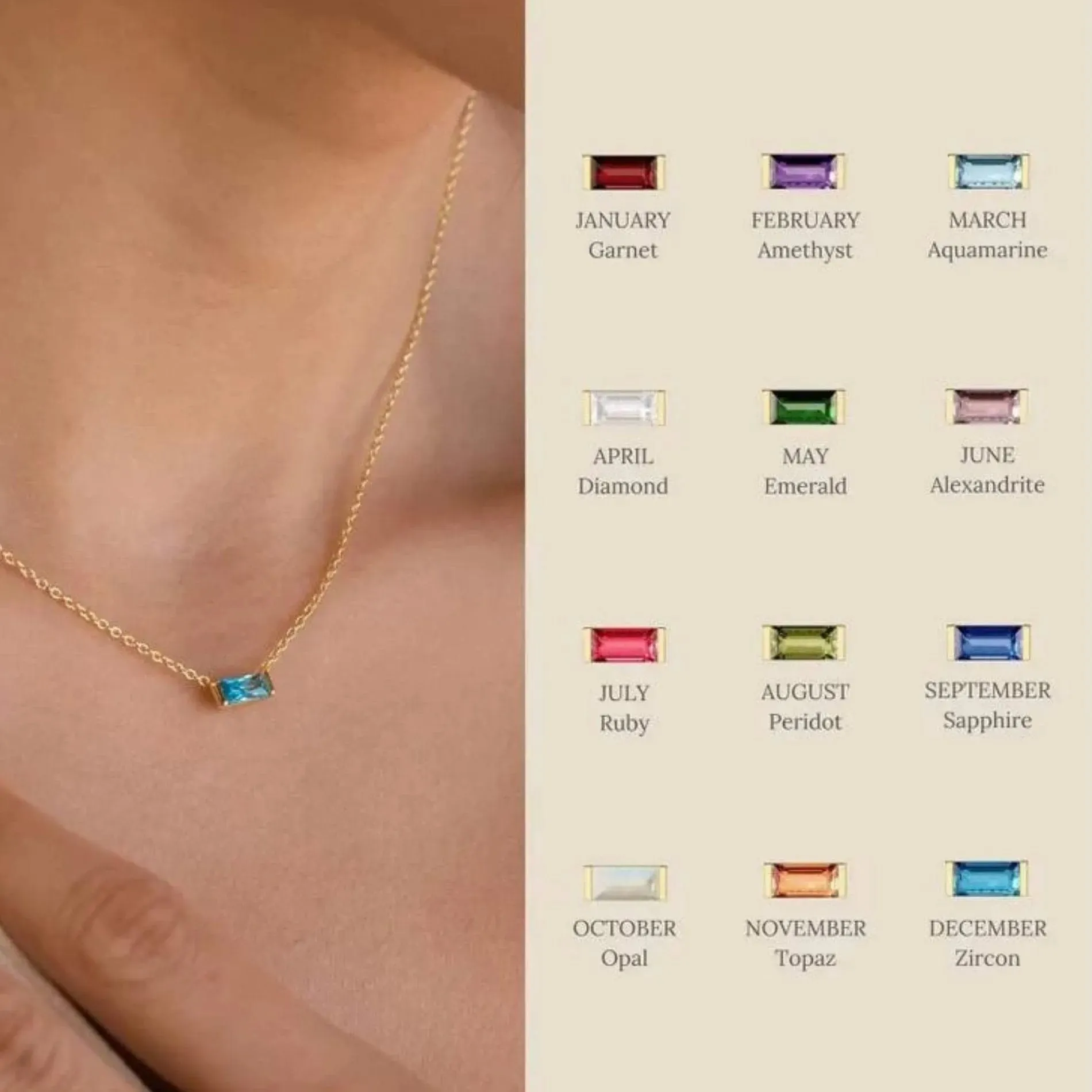 Love Waterproof Birthstone JULY Necklace 18K Gold Plating