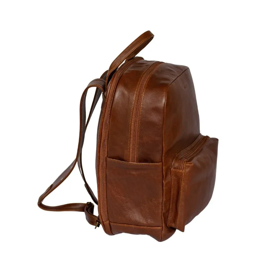 Mally Hunter Leather Laptop Backpack | Brown