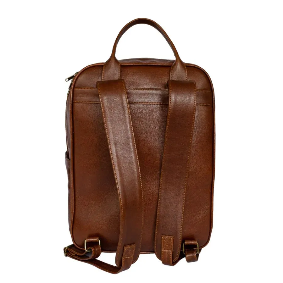 Mally Hunter Leather Laptop Backpack | Brown