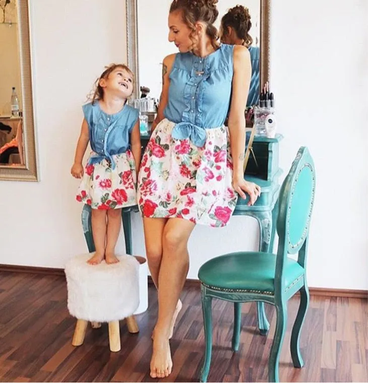 Matching Family Outfit - Mummy and Daughter Floral Dress