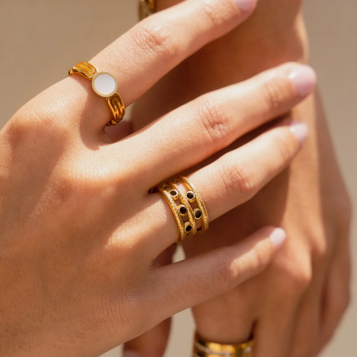 Melina Adjustable Multi-Layer Ring - Gold