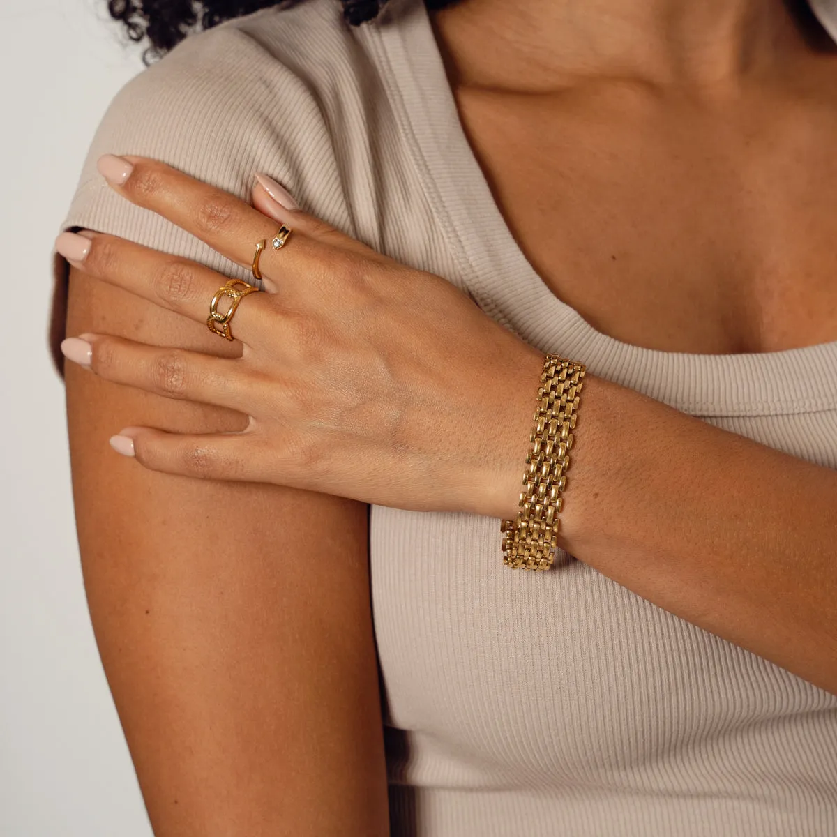 Mesh Lock Clasp Bracelet - Gold