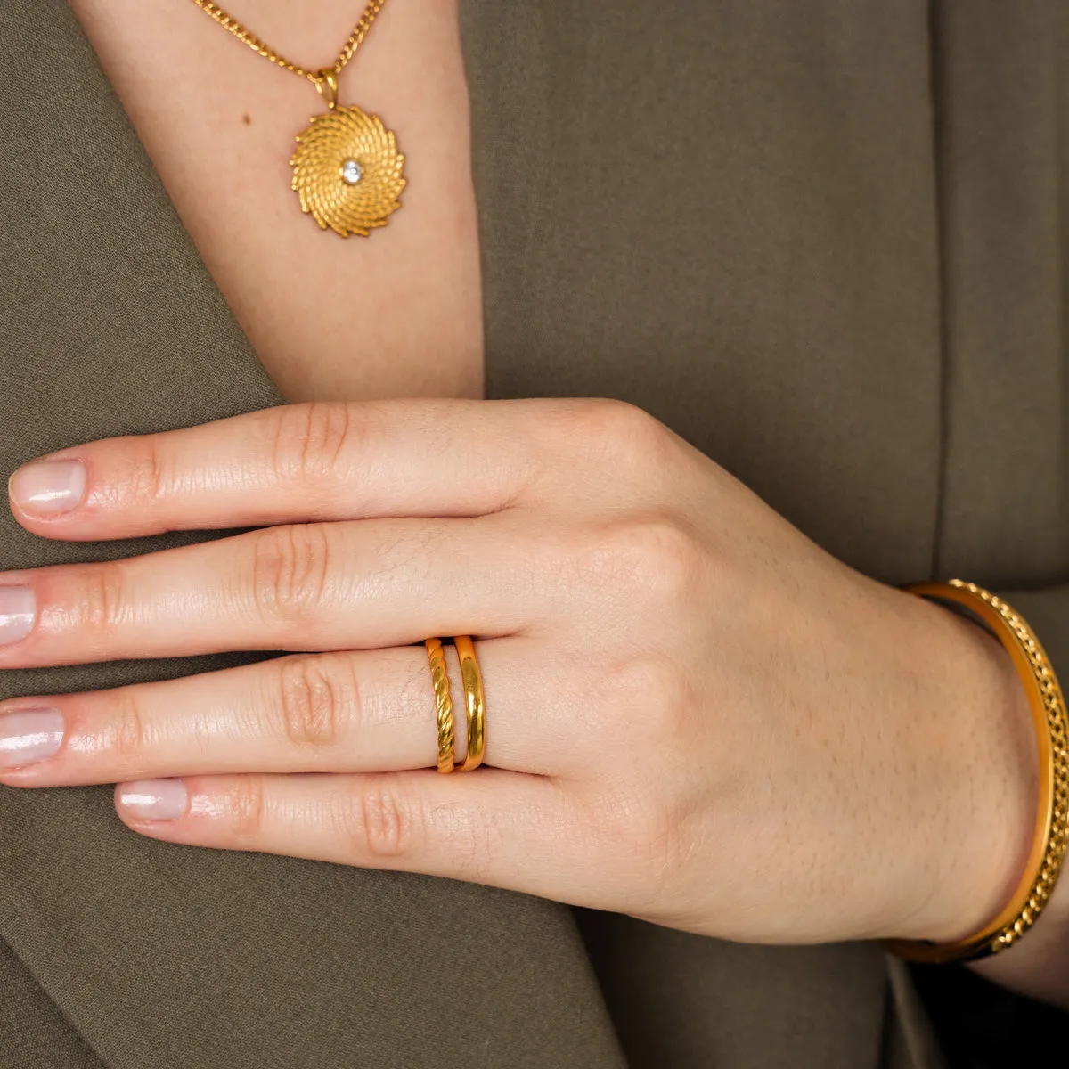 Pair Stack Adjustable Ring - Gold