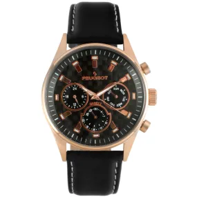 Peugeot Men Gold Plated Stainless Steel Multi Function Watch