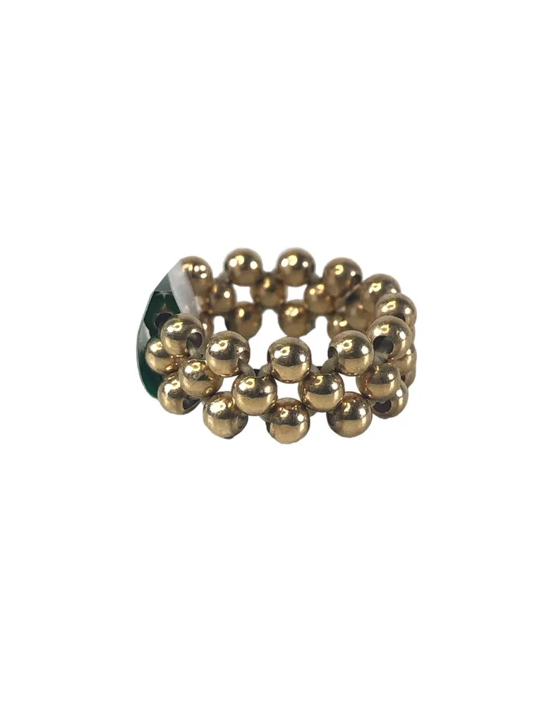 R 14k Beaded stretch ring