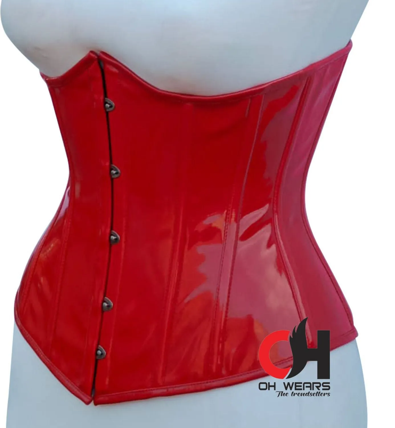 Red PVC Underbust Corset  Steel Boned