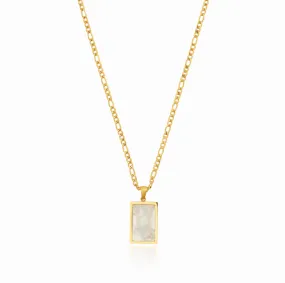 Shell Rectangle Pendant Necklace - Gold