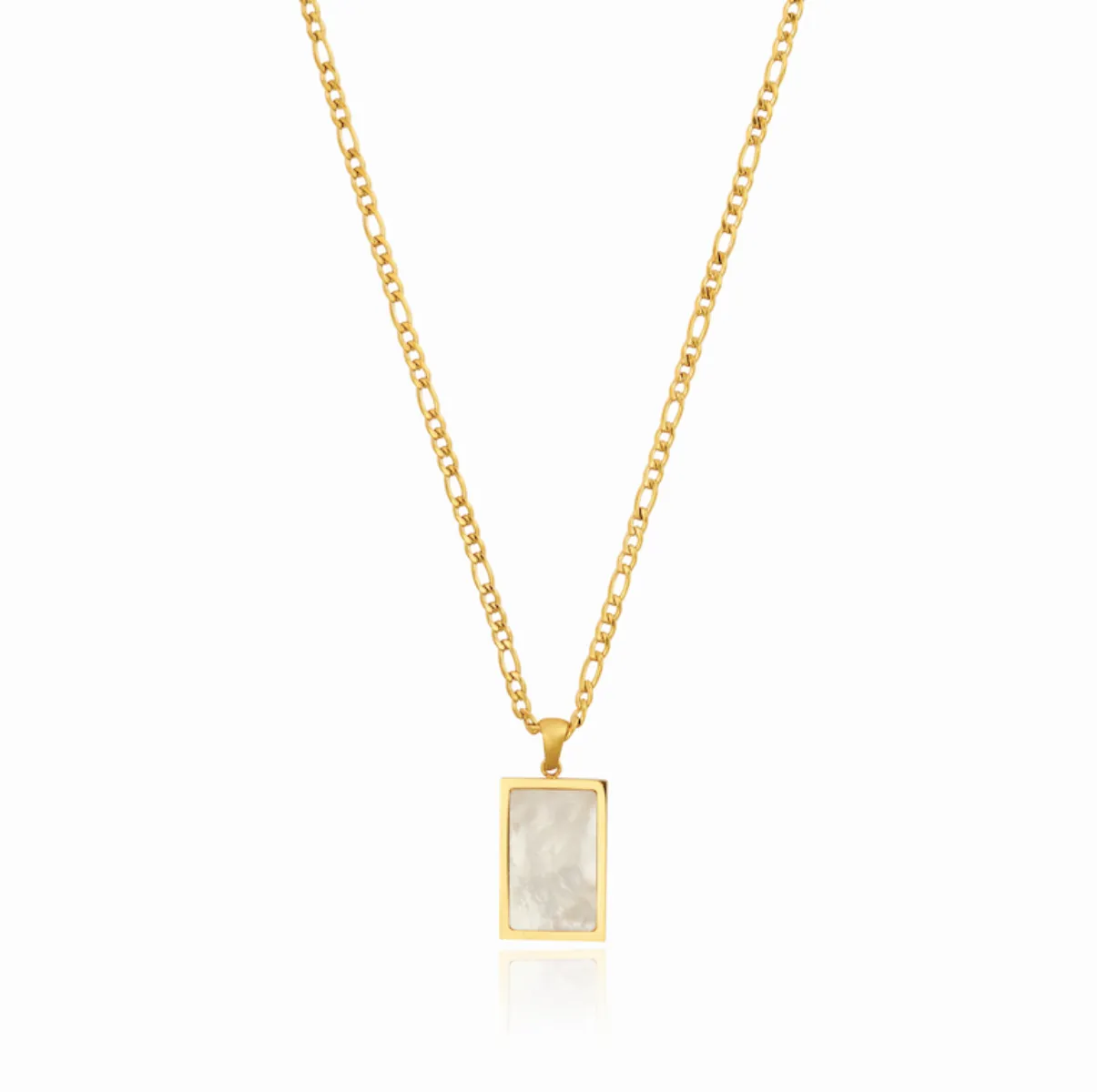 Shell Rectangle Pendant Necklace - Gold