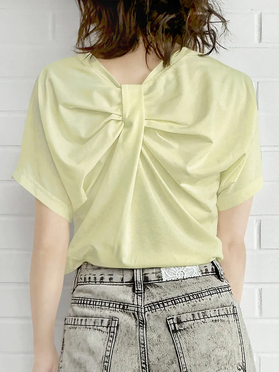 SPECIAL! Lemonade Yellow Bow Detail Front/ back 2-Way Tee