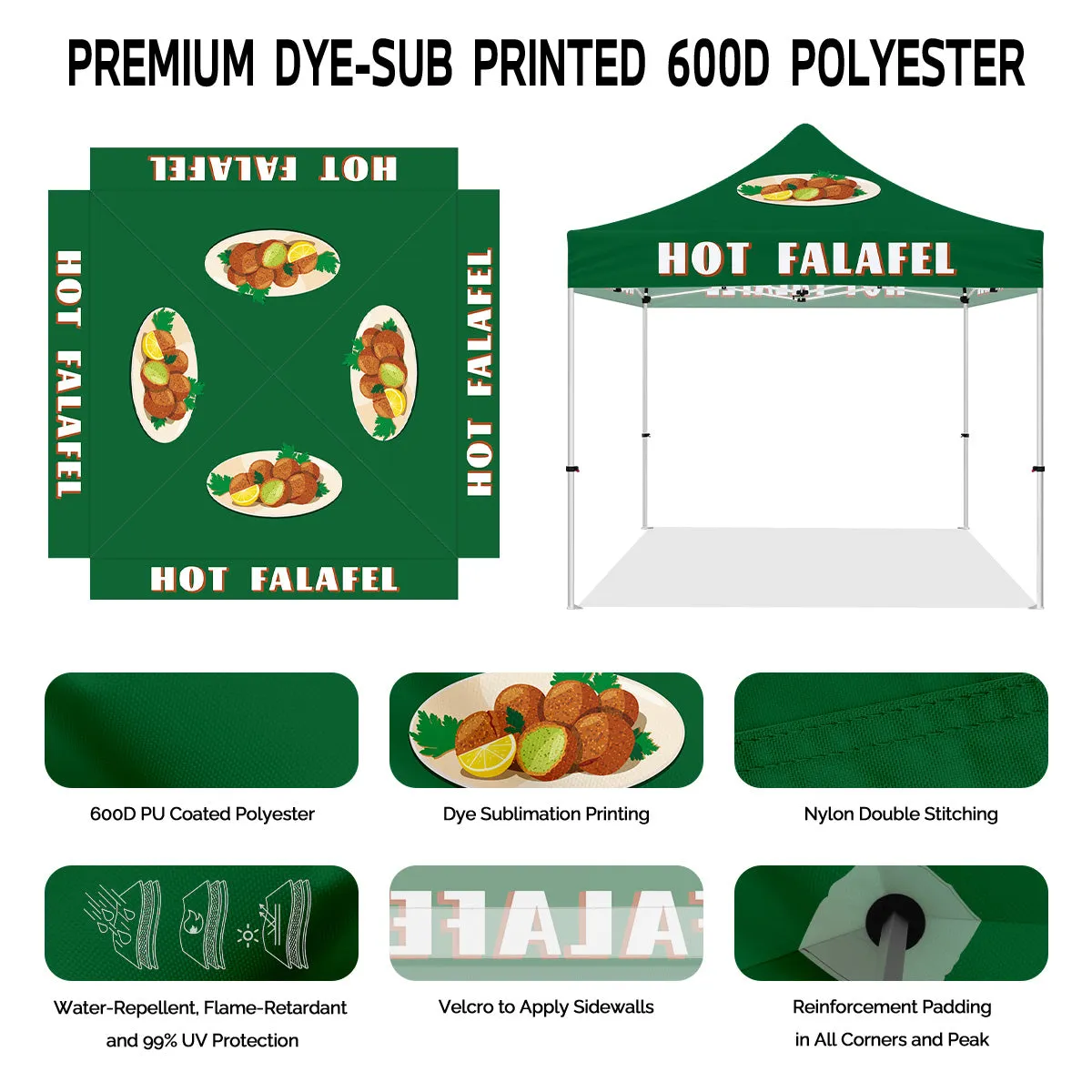 Tents for Food Vendors-ABLEM8CANOPY Hot Falafel 10 x10 Vendor Tent