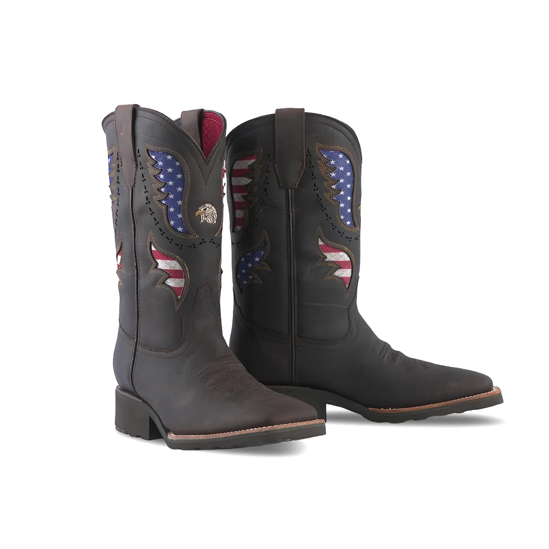 Texas Country Western Boot Crazy Choco Bulldog River Chocolate 2689