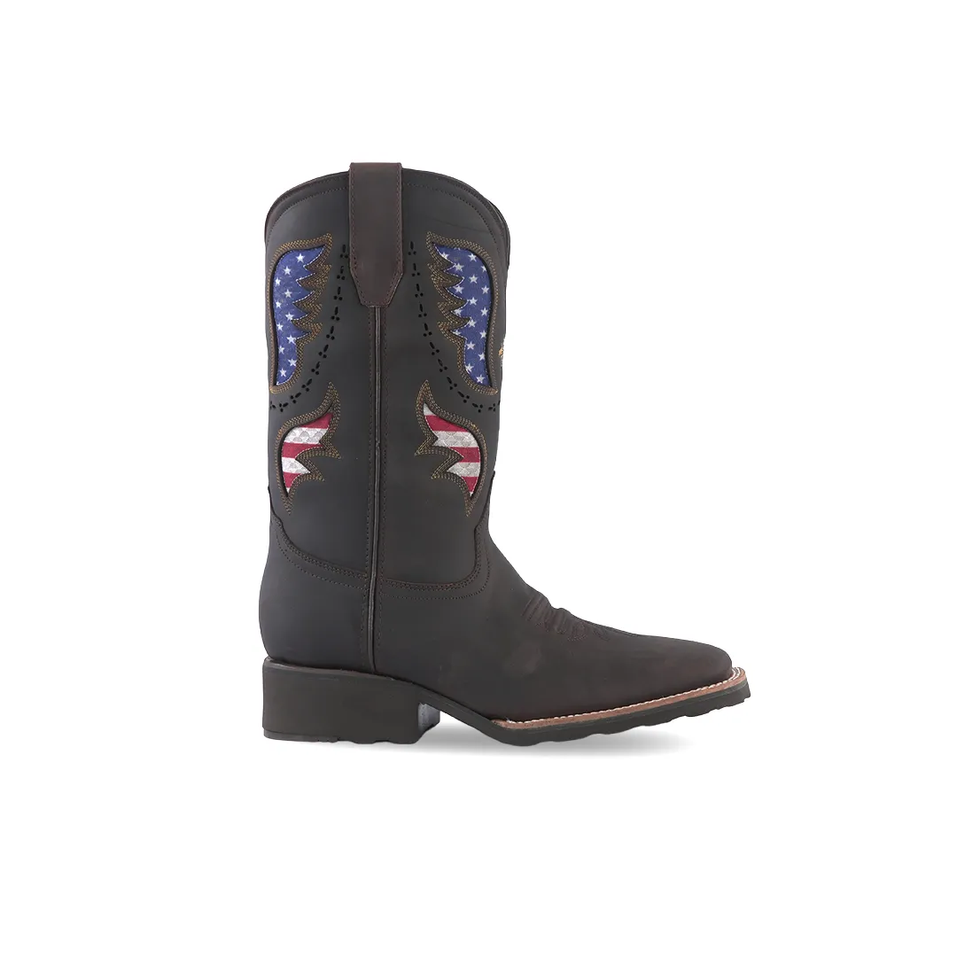 Texas Country Western Boot Crazy Choco Bulldog River Chocolate 2689