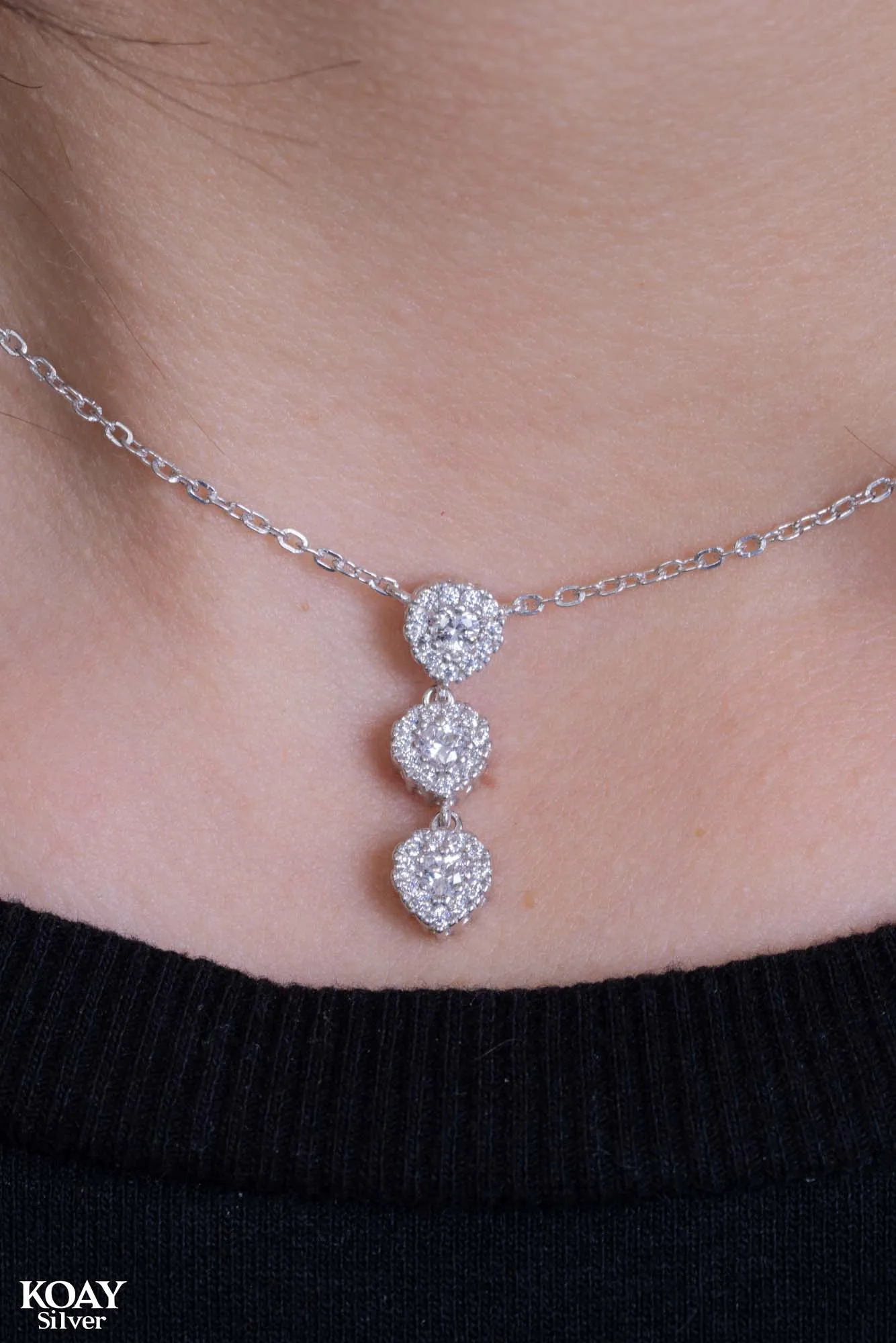 Triple Oval Zircon Necklace