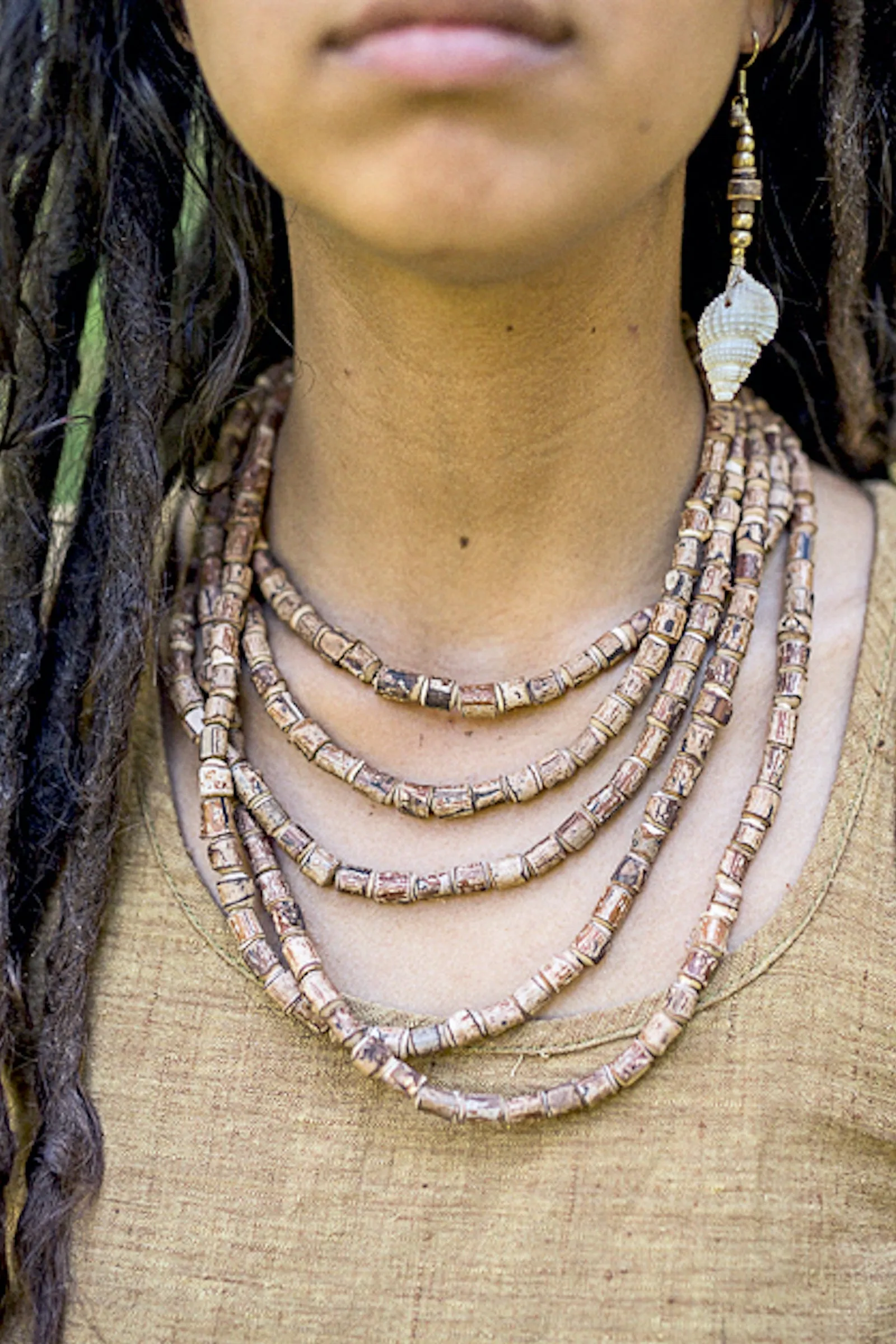 Tulsi Necklace ๑ 5 Strands ๑ Earthy Large Necklace