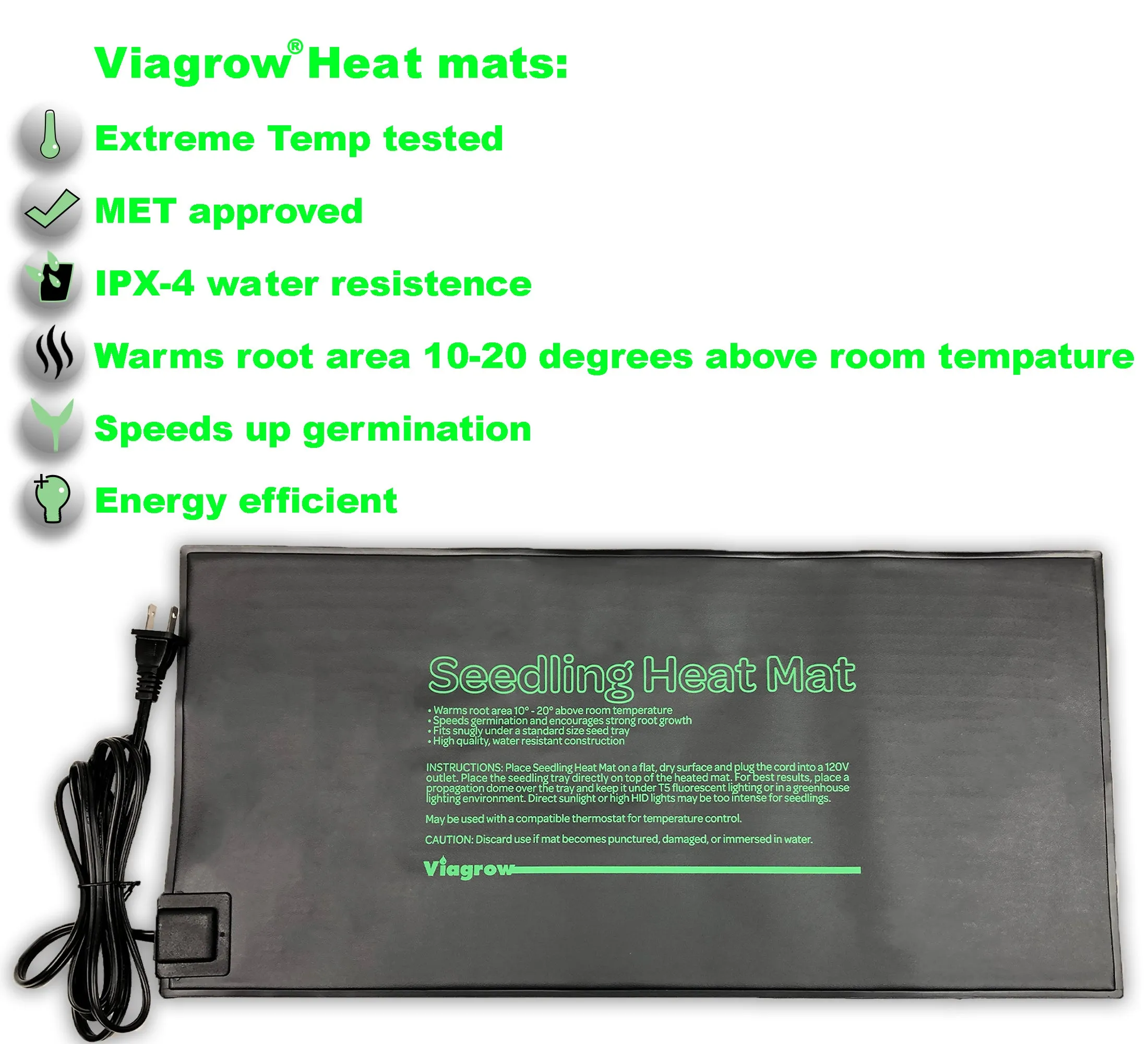 Viagrow 20.5" x 8.5" Seedling Heat Mat (EA)