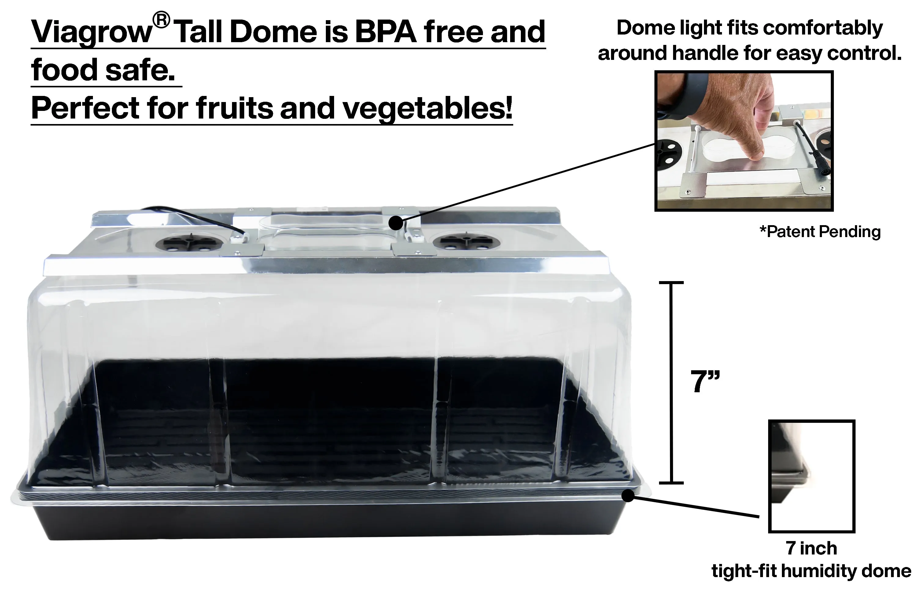 Viagrow Seedling Station Deluxe Kit with LED Grow Light, Propagation Dome, 4x Durable Seedling Tray, 50 Coir Seedling Starters & Heat Mat