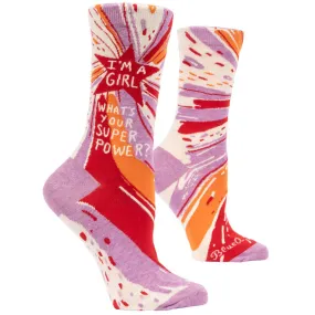 Women's I'm A Girl, What's Your Superpower Socks