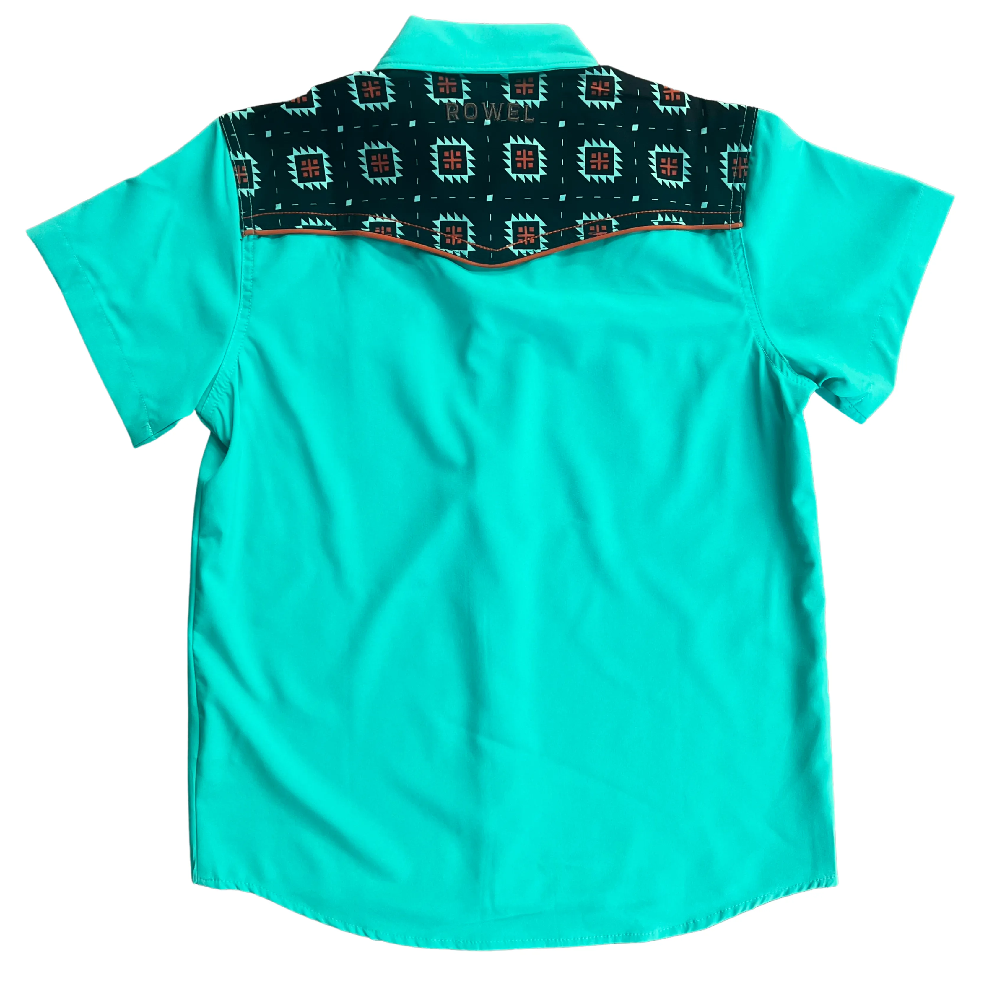 Youth Turquoise/ Western Jewel Short Sleeve Performance Western Shirt